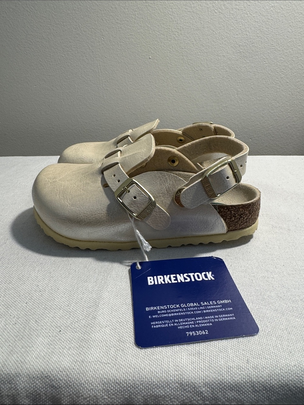 Birkenstock Kids Cream and Tan Backstrap Clogs